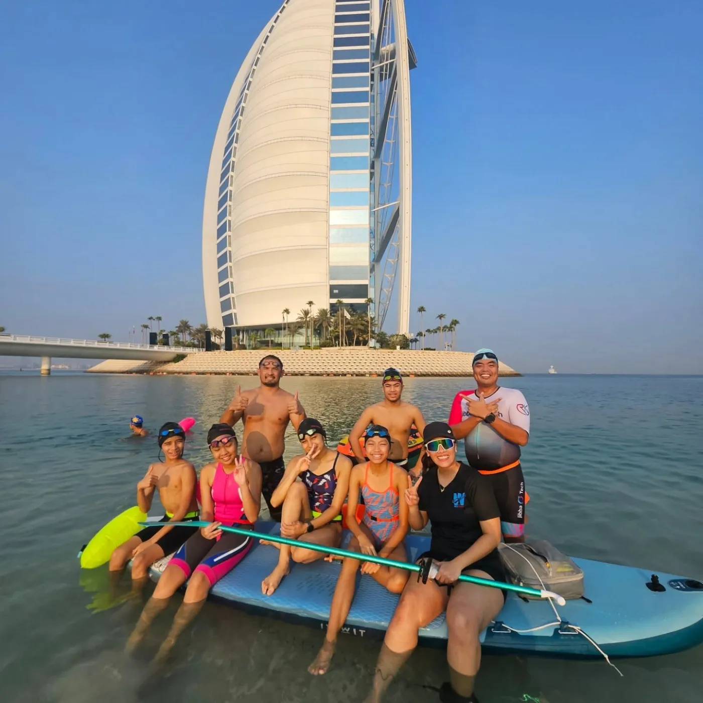 Water Warriors enjoying the sea beside the Burj Al Arab